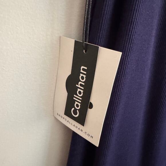 New Callahan Mira Dress Navy Blue Purple Front Button High Slit Sleeveless Sz M - Picture 6 of 9